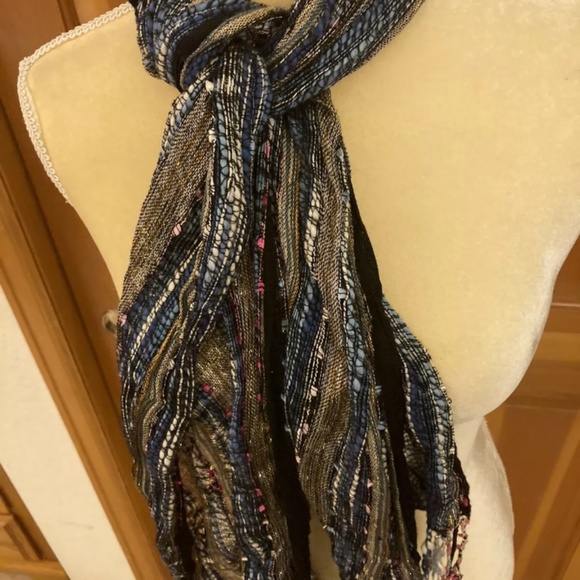 Chloe Multicolored Metallic Fringed Crochet Scarf - Picture 6 of 7